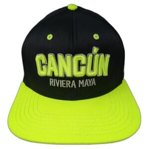 Banana Bay Snapback Hat Black Yellow One Size Cancun Riviera Maya Coordinates